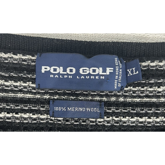 Polo Golf Ralph Lauren XL Men’s Sweater 100% Merino Wool Italian Thread Black - Picture 4 of 7